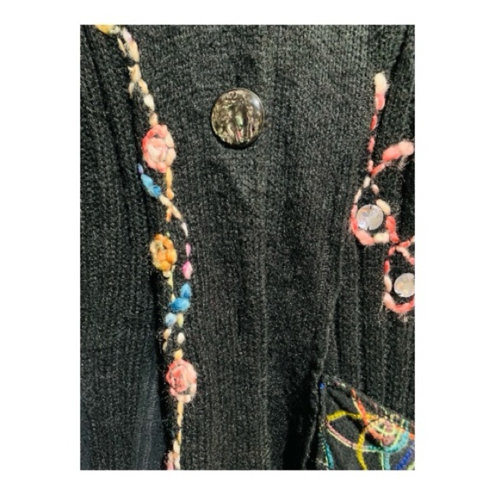 Moka’s Bohemian Woven Sweater with Faux Fur Collar and Colorful Embroidery Sz XL - Picture 7 of 8